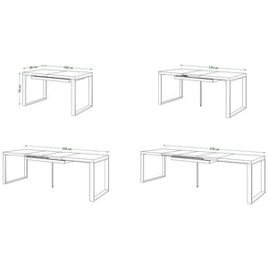 Jedálenský stôl rozkladacia Asali 120-270x76x80 cm (čierna)