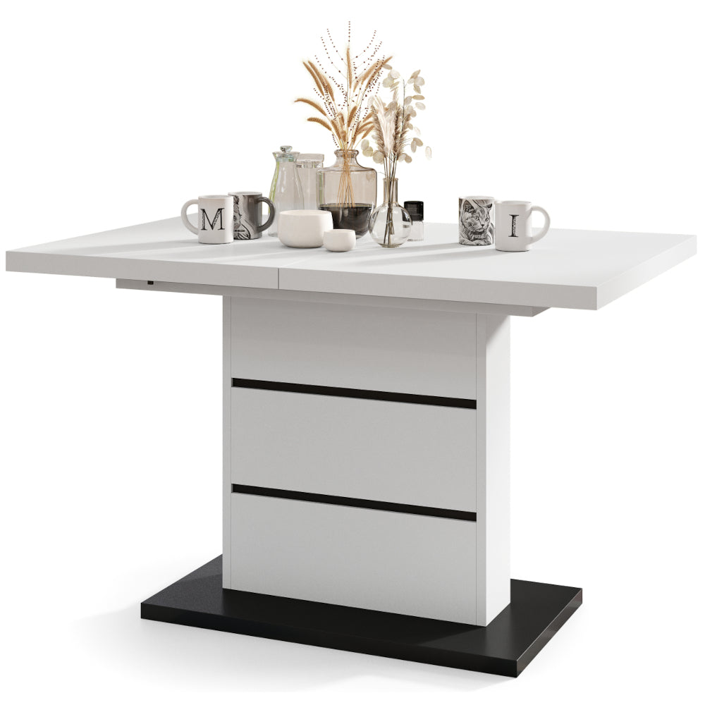 Jedálenský stôl rozkladacia Ryan 120-200x76x80 cm (biela,čierna)
