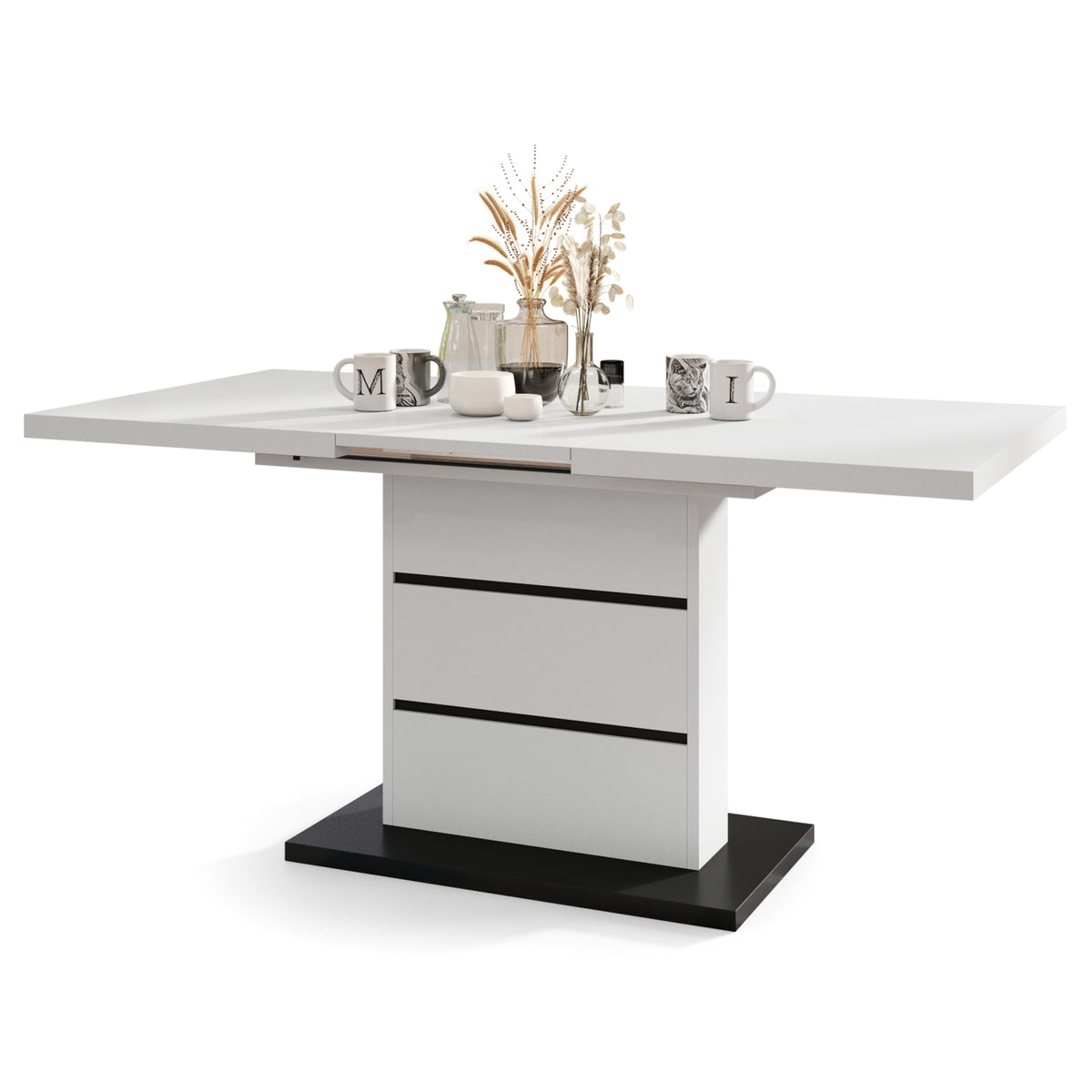 Jedálenský stôl rozkladacia Ryan 120-200x76x80 cm (biela,čierna)