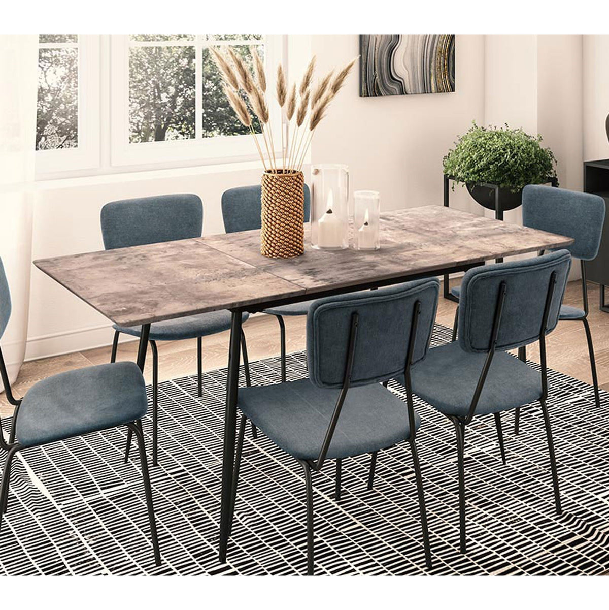 Jedálenský stôl Sharam rozkladacia 120-160x76x80 cm (sivá, čierna)