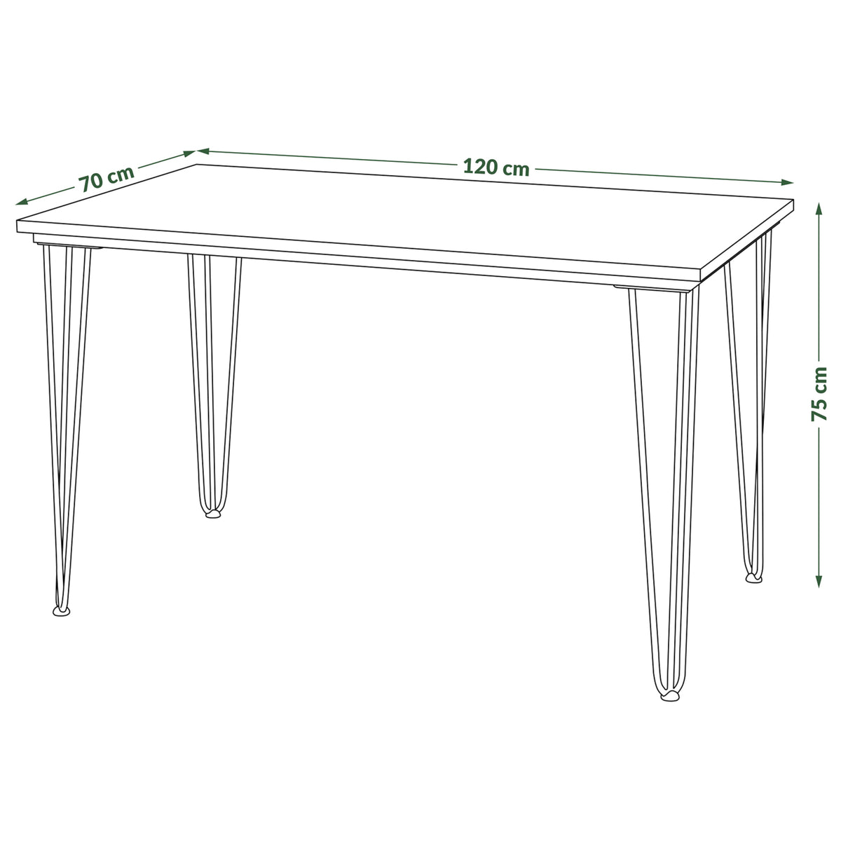 Jedálenský stôl Stormi 120x75x70 cm (čierna)