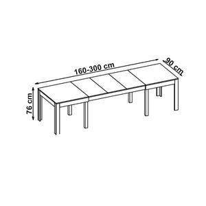 Jedálenský stôl Surinam rozkladací 160-300x76x90 cm (dub, biela)