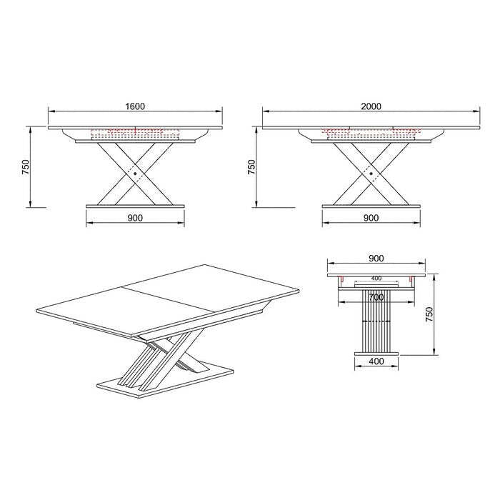 Jídelní stůl rozkládací Ettore 160-200x75x90 cm (dub sonoma) II  akosť