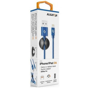 Kábel Aligator Lightning na USB, 2A, 1m, modrá