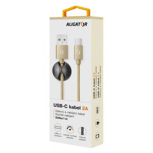 Kábel Aligator Premium USB Typ C na USB 2A, zlatá
