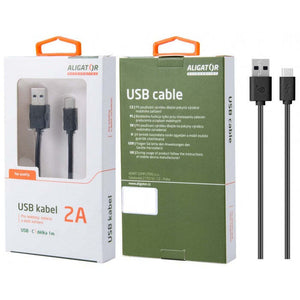 Kábel Aligator USB Typ C na USB, 1m, predĺžená koncovka, čierna