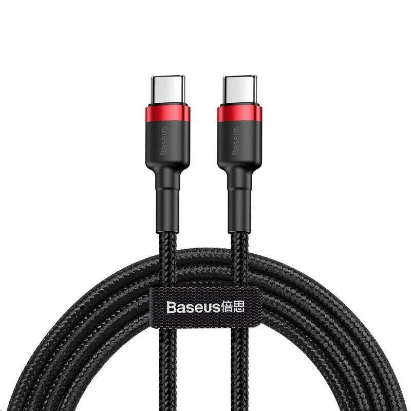Kábel Baseus Cafule, USB-C na USB-C, 60 W, 2 m, červený/čierny