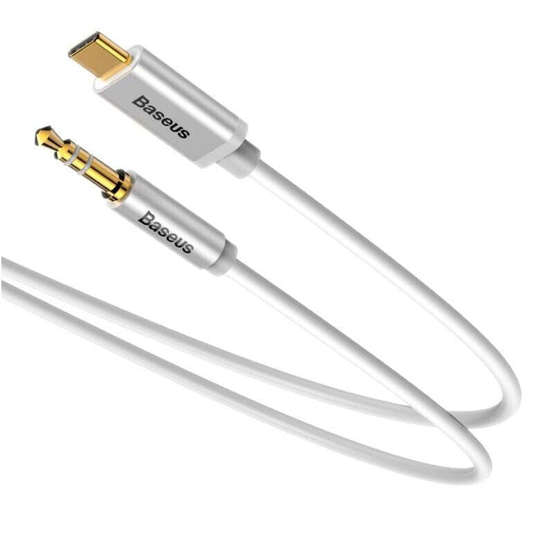 Kábel Baseus, USB-C na 3,5  m m jack, 1,2 m, strieborný