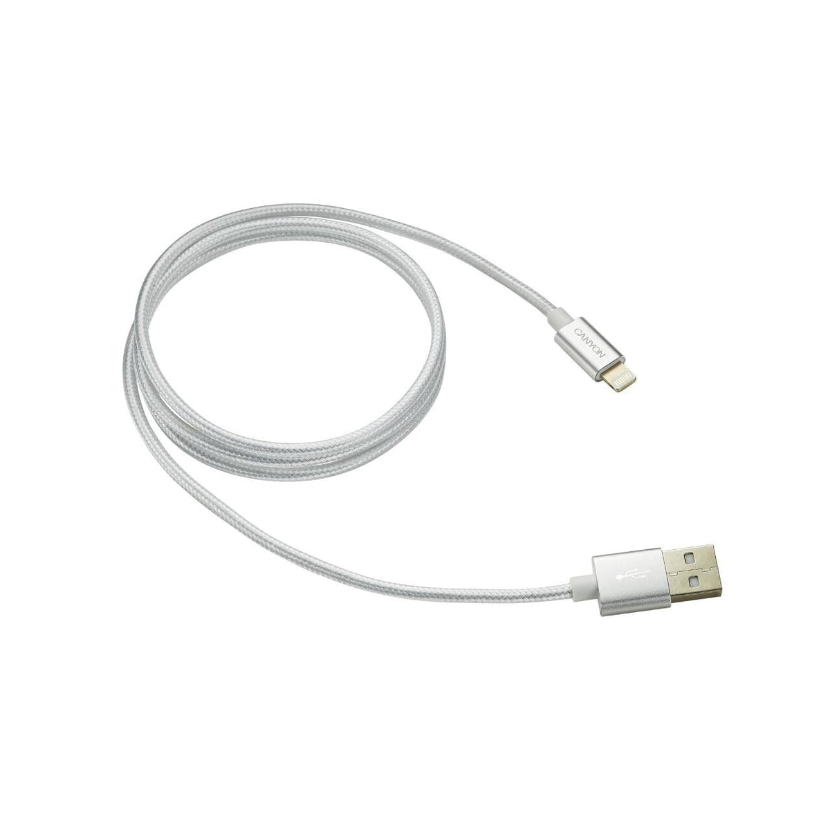 Kábel Canyon Lightning na USB, 1m, pletený, biela