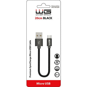 Kábel WG Micro USB na USB, 20cm, čierna