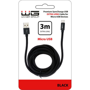 Kábel WG Micro USB na USB, 3m, čierna