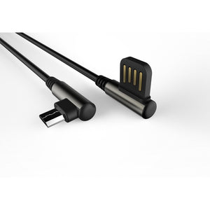 Kábel WG Micro USB na USB, zahnutý 90°, 1m, čierna