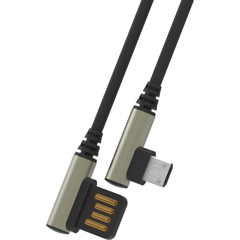 Kábel WG Micro USB na USB, zahnutý 90°, 1m, čierna