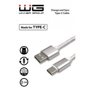 Kábel WG Typ C na USB, 2,1A, 1m, biela