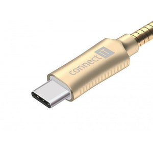 Kabel Wirez Steel Knight USB-C - USB-A, zlatá