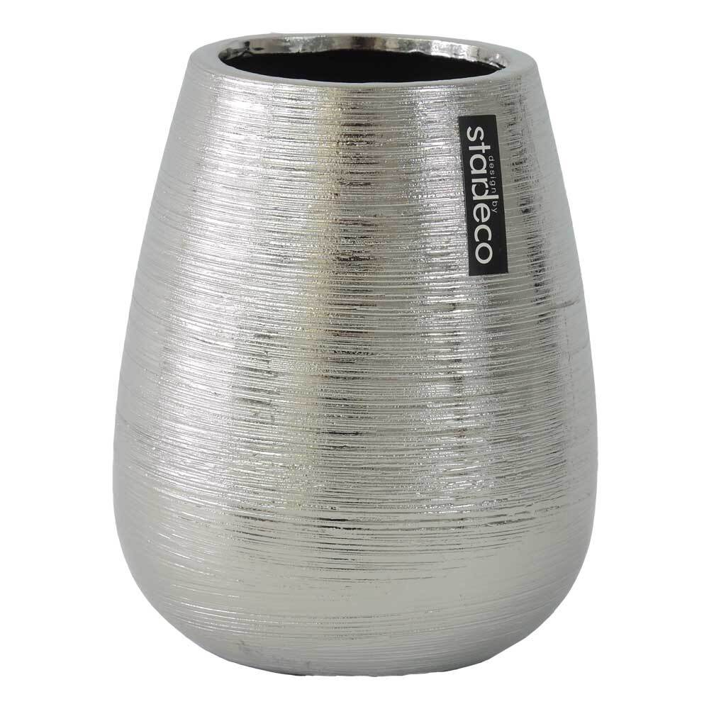 Keramická váza stříbrná 16cm