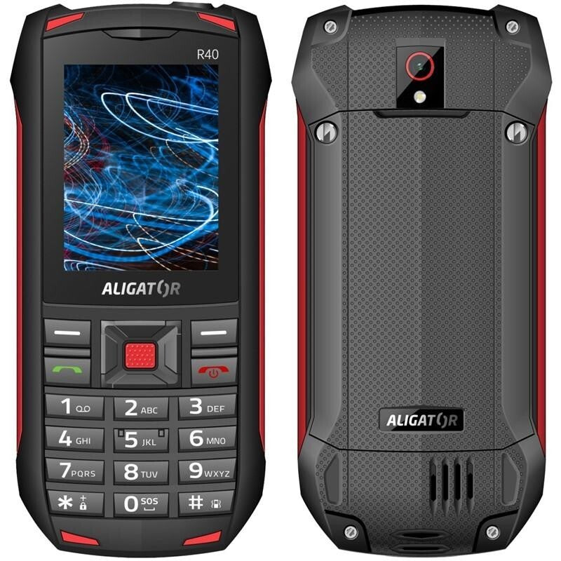 Odolný tlačidlový telefón Aligator R40 eXtremo, čierno-červená