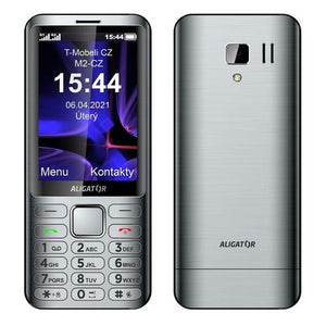 Tlačidlový telefón Aligator D950 Dual sim, strieborná