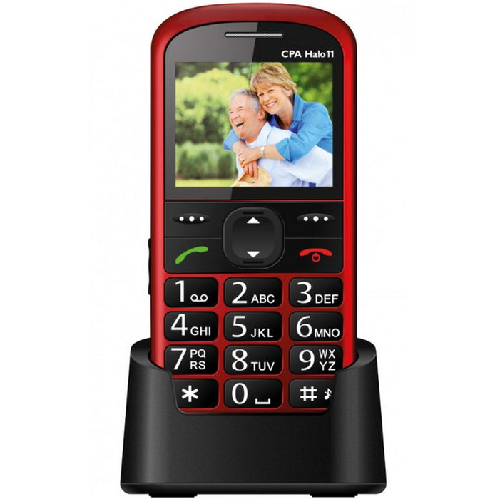 Tlačidlový telefón pre seniorov CPA Halo 11, červená POUŽITÉ, NEO