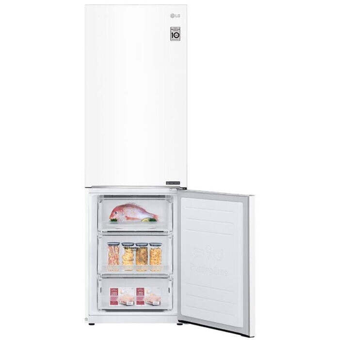 Kombinovaná chladnička s mrazničkou dole LG GBP31SWLZN,biela VADA VZHĽADU, ODRENINY