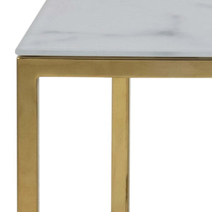Konferenčný stolík Stenet (obdĺžnik, 1x police, biela, zlatá)