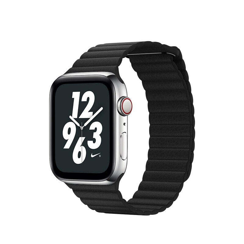 Kožený remienok na Apple watch 42/44/45 mm, Loop, čierny