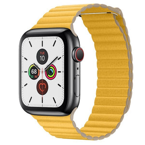 Kožený remienok na Apple watch 42/44/45 mm, Loop, žltý