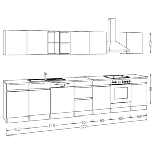 Kuchyňa Trixy biela 370 cm - II. akosť