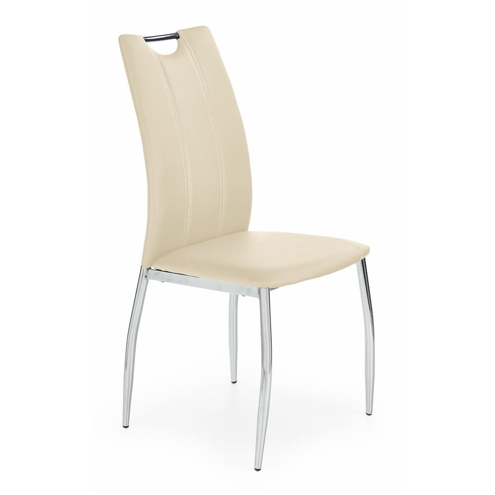 K187 - Jedálenská stolička (ekokoža béžová/chróm) - ROZBALENÉ