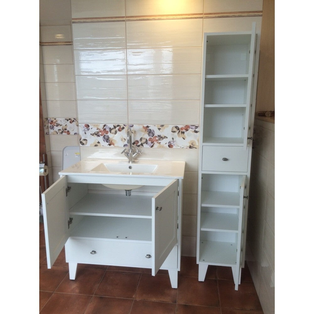 Kúpeľňová skrinka Florentina (35x165x35 cm, biela)