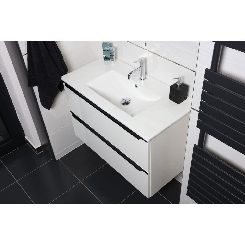 Kúpeľňová skrinka s umývadlom Dionne (90x60x46 cm, biela lesk)