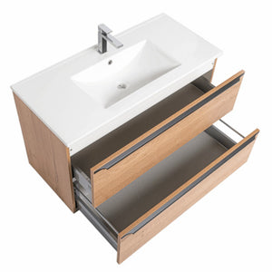 Kúpeľňová skrinka s umývadlom Dionne závesná (90x60x46 cm, dub)