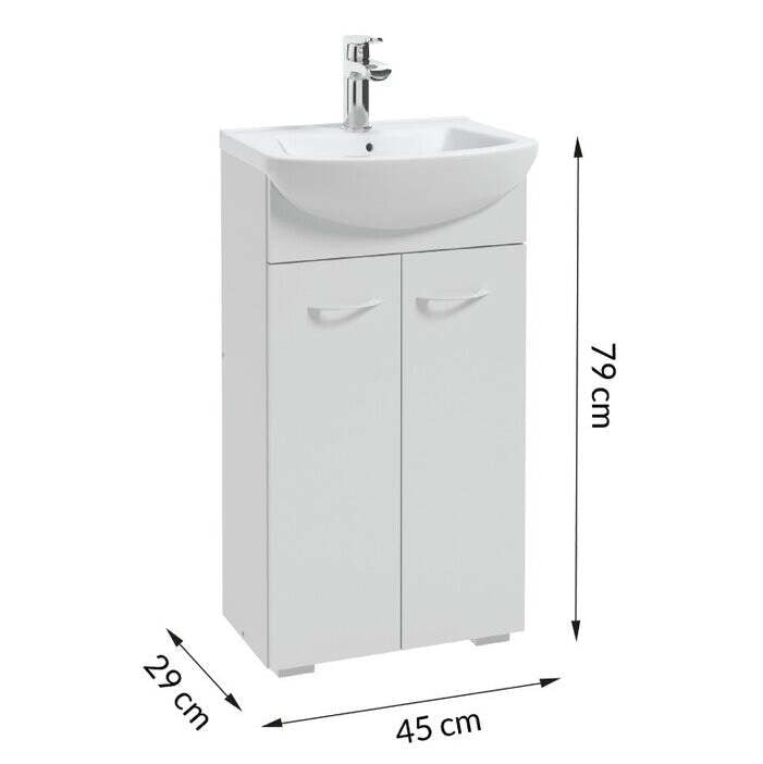 Kúpeľňová skrinka s umývadlom Pico Bello (45x79x29 cm, biela) - II. akosť