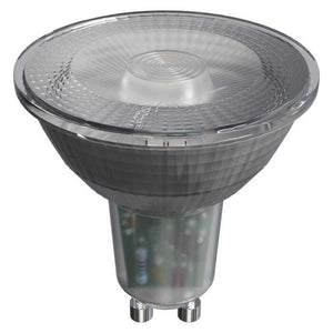 LED žiarovka Emos ZQ8333, GU10, 4,2W, číra, teplá biela