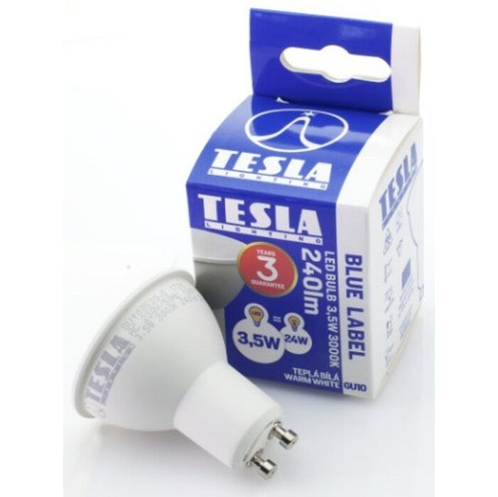 Tesla LED žiarovka GU10 3,5W 230V 240L 25 000h 3000K