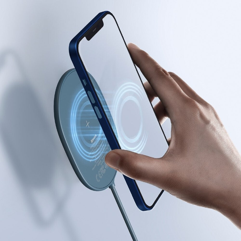 Magnetická nabíjačka na iPhone 12 series, L Baseus, 15 W, modrá