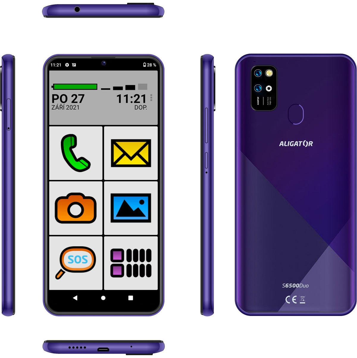 Mobilný telefón Aligator 6500 Duo 2GB/32GB SENIOR, fialová POUŽIT