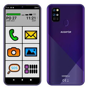 Mobilný telefón Aligator 6500 Duo 2GB/32GB SENIOR, fialová POUŽIT
