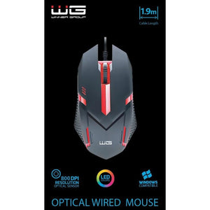 Myš WG4, optická, drôtová, LED farebné podsvietenie, čierna