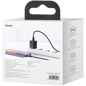 Nabíjačka Baseus, USB-C, 20 W, s káblom Lightning, čierna