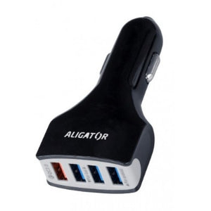 Nabíjačka do auta Aligator 4xUSB 7A, Turbo charge 3.0, čierna