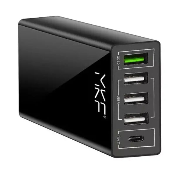 Nabíjačka MKF 4xUSB-A, USB-C, čierna