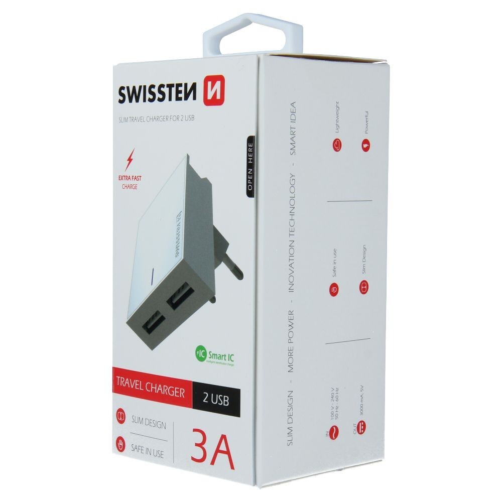 Nabíjačka SWISSTEN 2 x USB biela