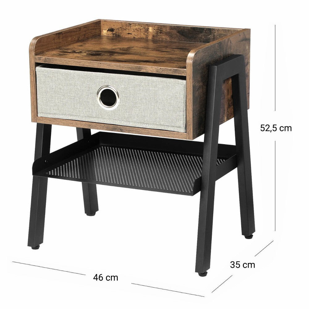 Nočný stolík Pansy so zásuvkou (hnedá, 46x52x35 cm)
