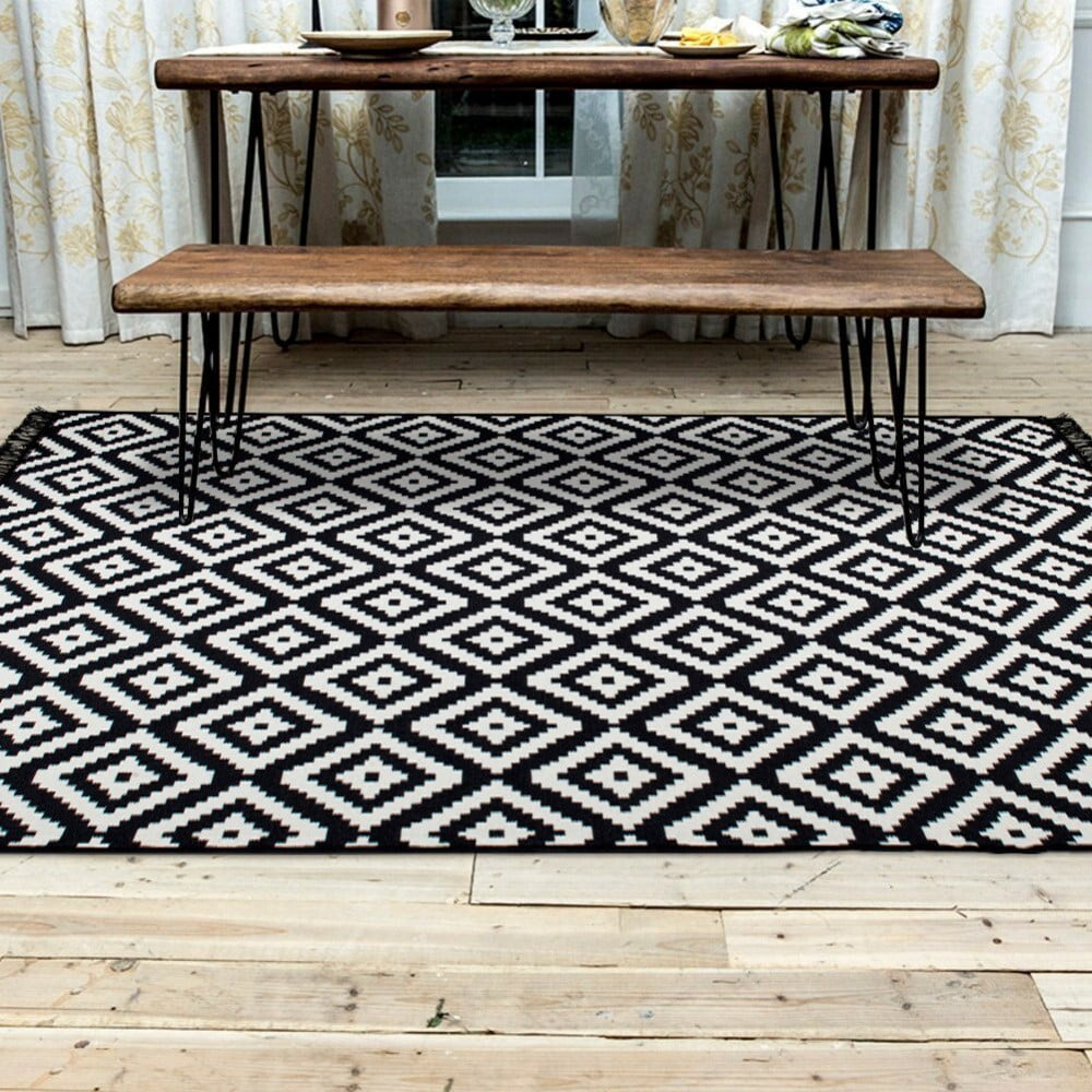 Oboustranný koberec Helen, černobiely, 80 x 150 cm