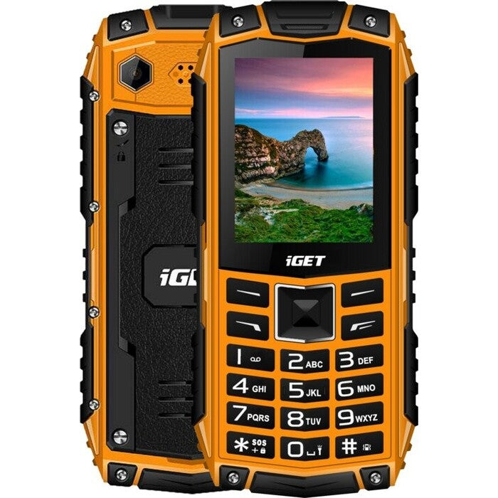 Odolný tlačidlový telefón iGET Defender D10, oranžová