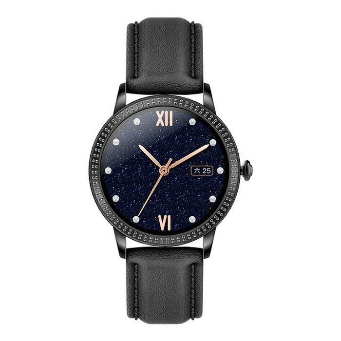 Smart hodinky Deveroux CF18 Pro, kožený remienok, čierna
