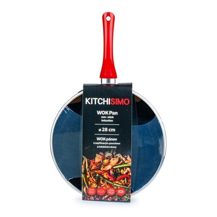 Panvica wok s pokrievkou Kitchisimo Rosso, 270500, priemer 28cm