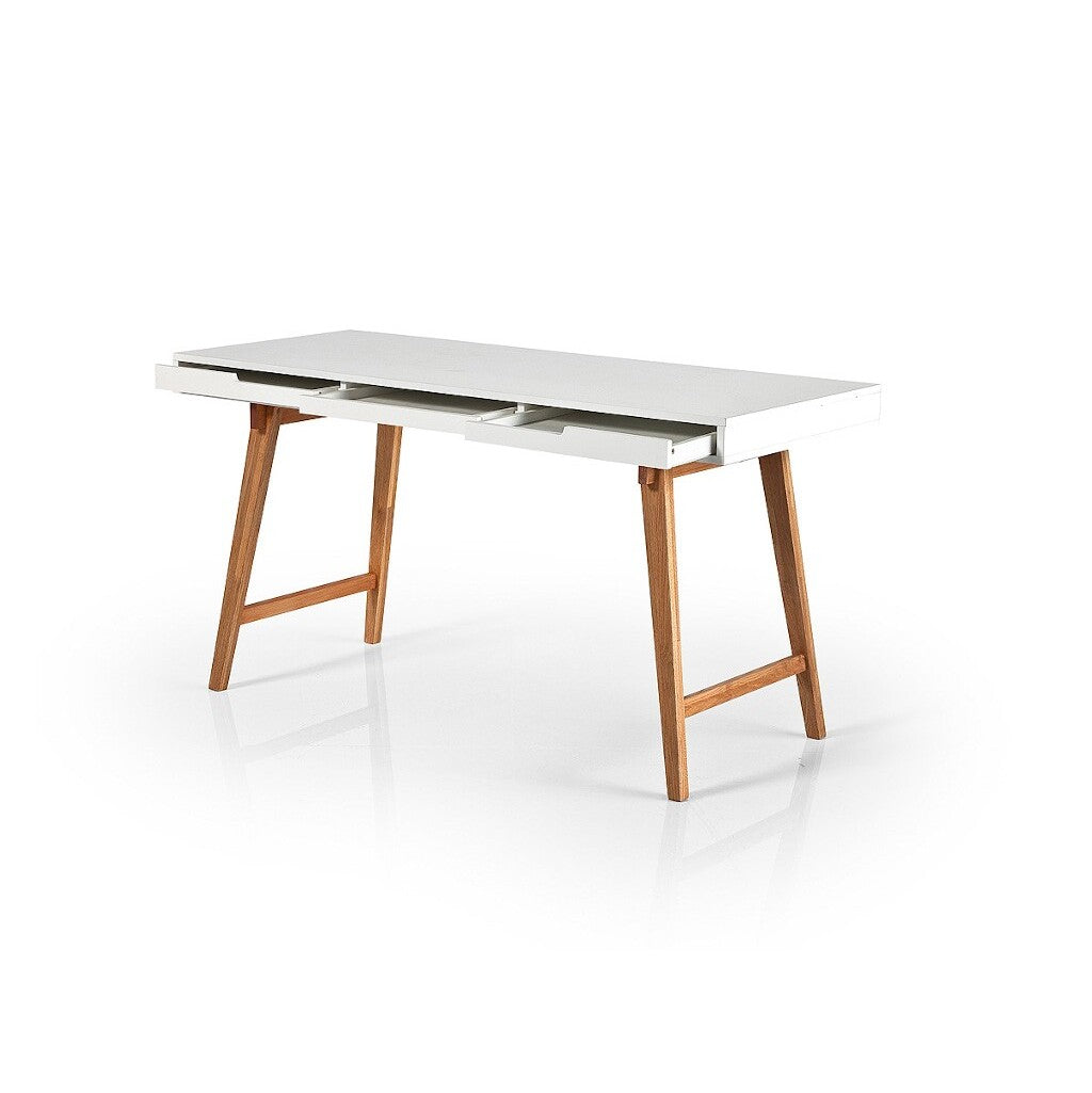 Písací stôl Agape (biela, buk)