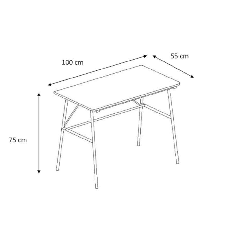 Písací stôl Durango (100x55x75 cm, biela)